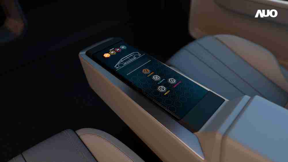 CG电子以人性化设计打造多变形态中控显示(Morphing Center Control)，，，，不使用时仅平面显示信息，，进行操作时，，，显示器则会动态隆起，，，，转变成3D实体按钮，，并有触觉回馈，，展示人机互动新体验